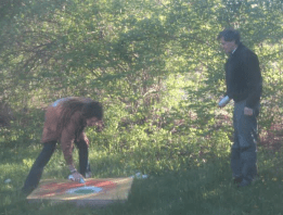 Spraypainting, legally, with my own father.