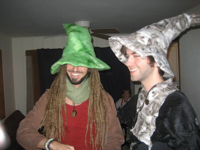 My brother & me. Luckily no one accused us of witchcraft; given our garb, I doubt we coulda beat the rap.