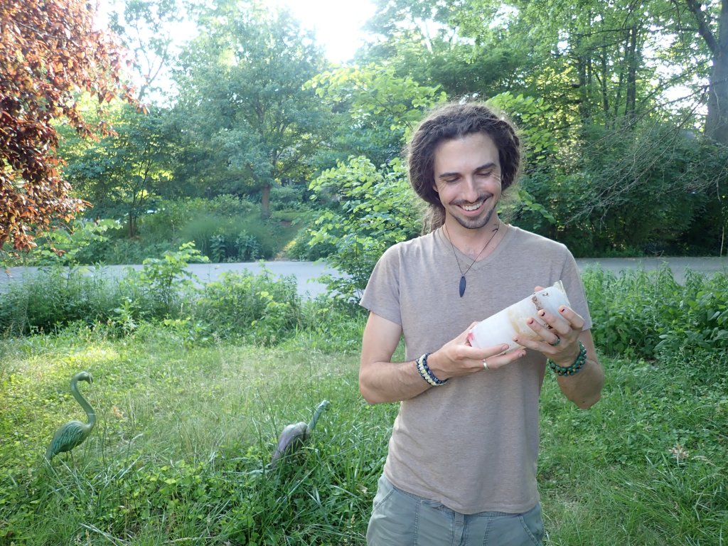 Frank Brown Cloud Frank Brown Cloud holding demo ice core.
